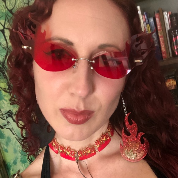 Flame earrings drop fire its lit rave burning man - Picture 5 of 8